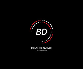 Abstract BD letter logo Design. With black background.