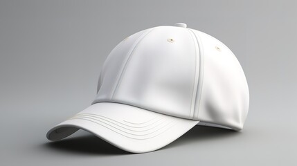 Fototapeta premium White hat in photo in front of gray wall. generative AI
