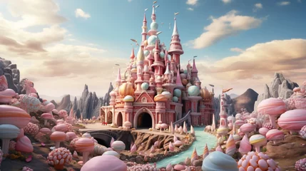 Foto op Canvas A marshmallow castle in a land made entirely of sweets. © Anmol