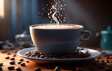 Aromatic coffee on the table