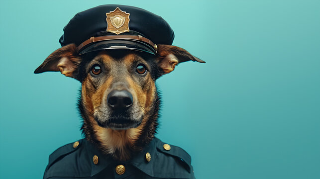 Adorable Dog Wearing a Police Hat