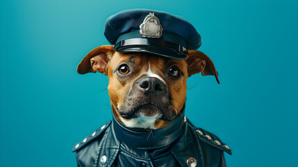 Loyal Police Dog in Uniform - obrazy, fototapety, plakaty