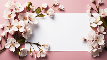 Empty paper with beautiful flowers on frame background