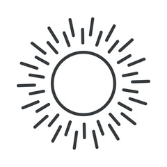 Vector icons and sun rays, hot sun. Summer, beach, vacation illustration. Fireworks, holiday.