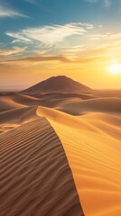 Fototapeta na wymiar Sun Setting Over Sand Dunes Creates Breathtaking