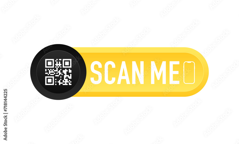 Poster qr code for smartphone. the inscription scans me with a smartphone icon. qr code for payment. qr cod