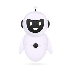 Chat Bot neural network, AI servers and robots technology. Smiling robot. Artificial intelligence robot. Robot assistant for customer support Of Website Or Mobile Applications. Vector illustration