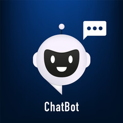 Chat Bot neural network, AI servers and robots technology. Smiling robot. Voice support service bot. Robot assistant for customer support Of Website Or Mobile Applications. Vector illustration