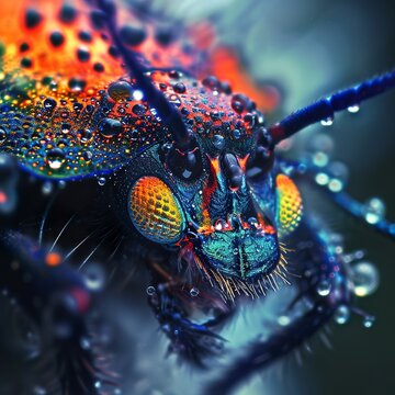 macro phot of a bug head in cell theme style