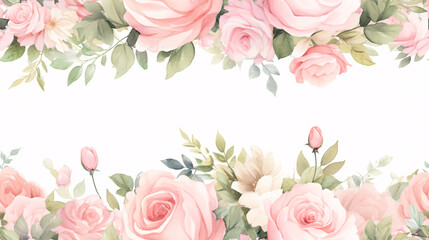 Beautiful watercolor rose bouquet pattern design, romantic and feminine style Valentine s day background.