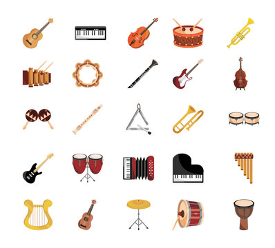 Musical instruments icon set