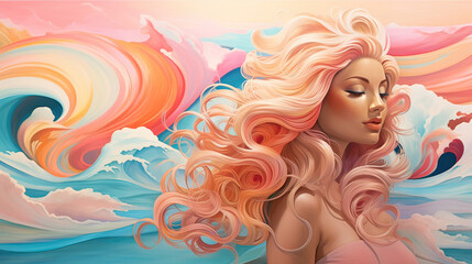 Whimsical Modern Beach Waves Coastal Delight Background Ai Generative