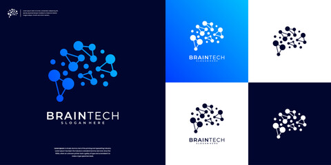 Abstract Digital Brain Logo Design for your business company identity