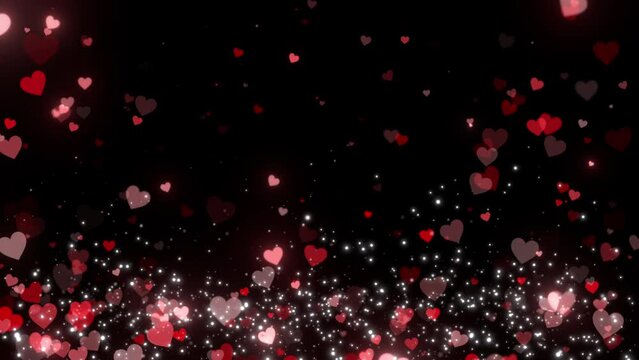 black red love heart seamless background loop