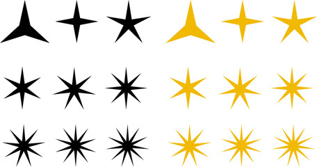 Fototapeta premium Stars collection. Star vector icons. Golden and Black set of Stars isolated on Transparent Background