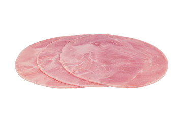 Piece of round ham isolated on white background, pork ham sliceed, with png.