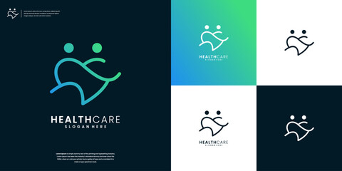 Abstract health care community logo icon vector design. Care, medicine, health, social work logo template