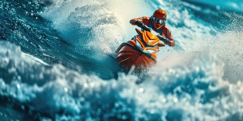 Jet ski surfer in action