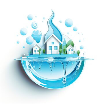 an image for an advertisment on how to save water in homes, advertisementgraphic element, white background generative AI