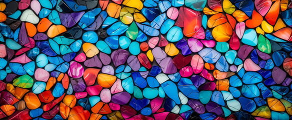 Fototapeta na wymiar Colorful mosaic of abstract shattered glass pieces