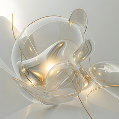 Elegant 3D abstract art featuring dynamic lights and shapes on a pristine white background.