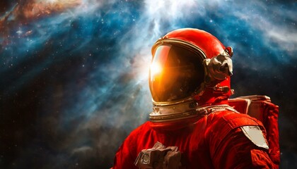 Obraz premium A gorgeous red astronaut suit and helmet.