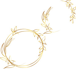 Obraz premium golden frame royal circle frame with golden leaf vector 