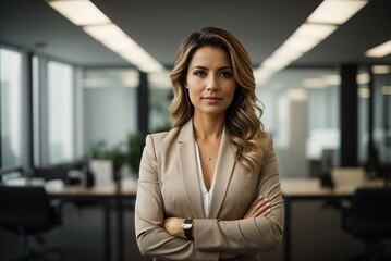 Portrait of successful business woman inside office