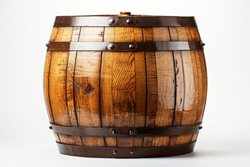 Wooden barrel isolated on white background - obrazy, fototapety, plakaty