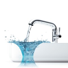 an image for an advertisment on how to save water in homes, advertisementgraphic element, white background generative AI