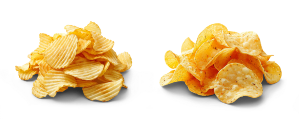 Chips isolated on white or transparent background