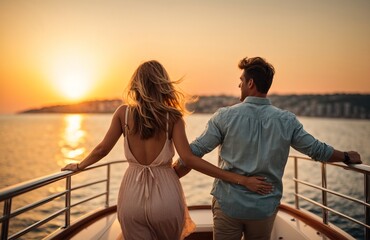Fototapeta premium Loving couple tourist having fun