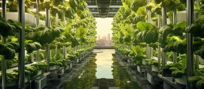 Modern Hydroponic Vertical Farming .modern farming concept