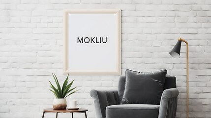 Statement Mockup poster blank frame in a lounge with a mix of vintage and modern decor