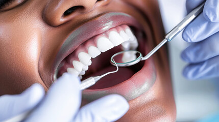 Woman Getting Teeth Checked by Dentist
