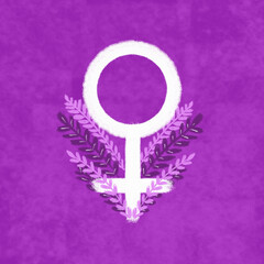 Icono Mujer con flores, fondo morado
