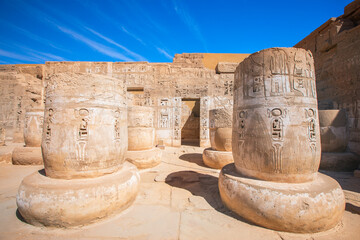 Сolumns of Medinet Habu temple, Luxor, Egypt