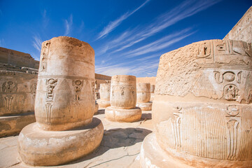 Сolumns of Medinet Habu temple, Luxor, Egypt