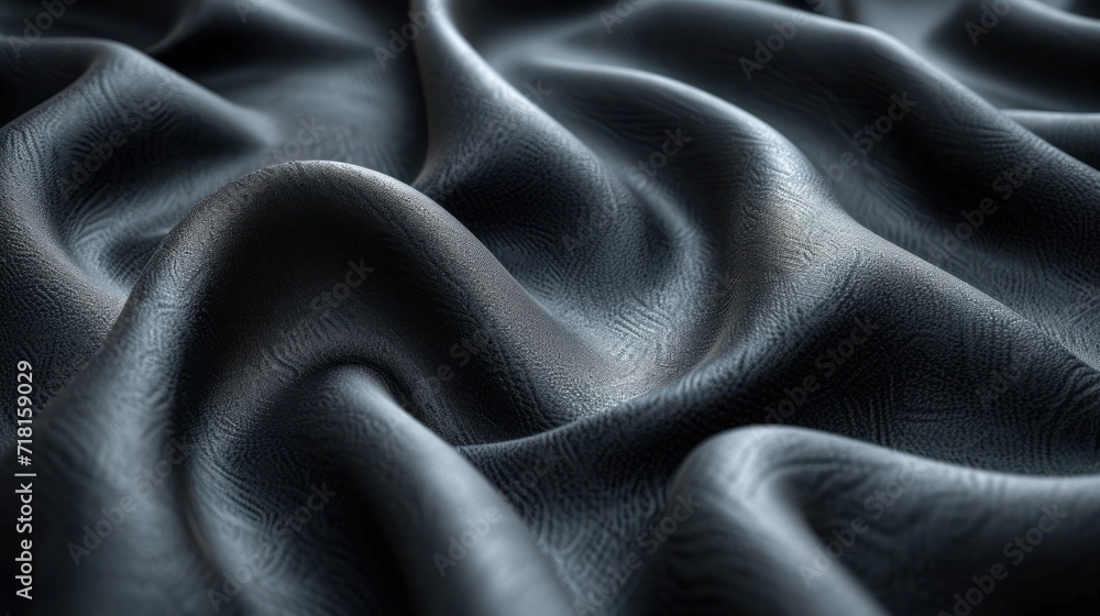 Poster a close up of a black cloth with a wavy design on the top and bottom of the fabric in the bottom cor
