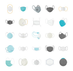 Assorted medical face masks icons