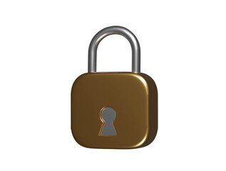 Lock icon 3d render illustration