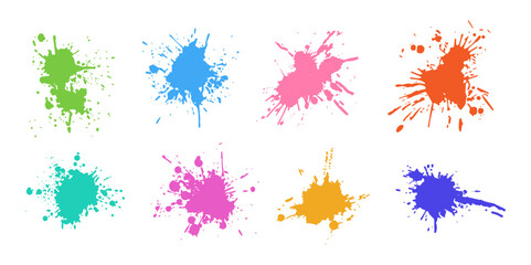 Grunge colorful abstract splashes silhouettes vector illustration.