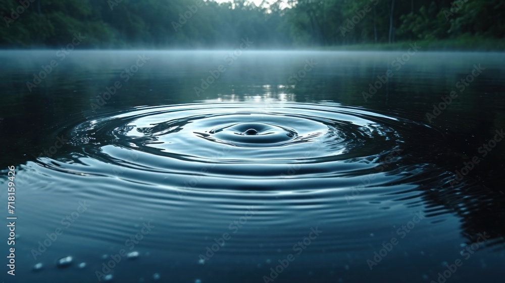 Canvas Prints  a large body of water with ripples in the middle of the water and trees on the other side of the water and a sun shining on the water surface.