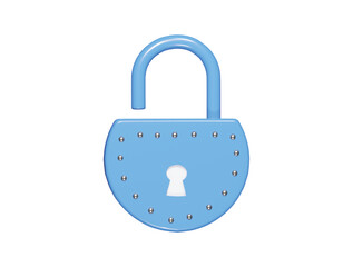 Lock icon 3d render illustration