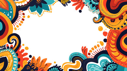 retro style floral border, abstract floral border in retro style, retro colors