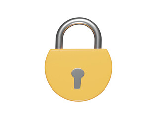 Lock icon 3d render illustration