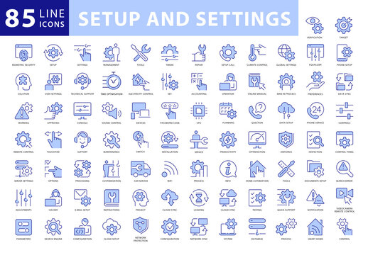 Setup and Settings 85 Coloured Icons Set