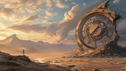 Ancient Architecture and Broken Clock, Generative AI