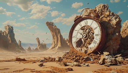 Wallpaper of Abandoned Timepiece, Generative AI - obrazy, fototapety, plakaty