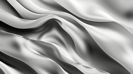 Silk waves in a monochrome palette, creating an elegant and minimalist black and white abstract pattern.